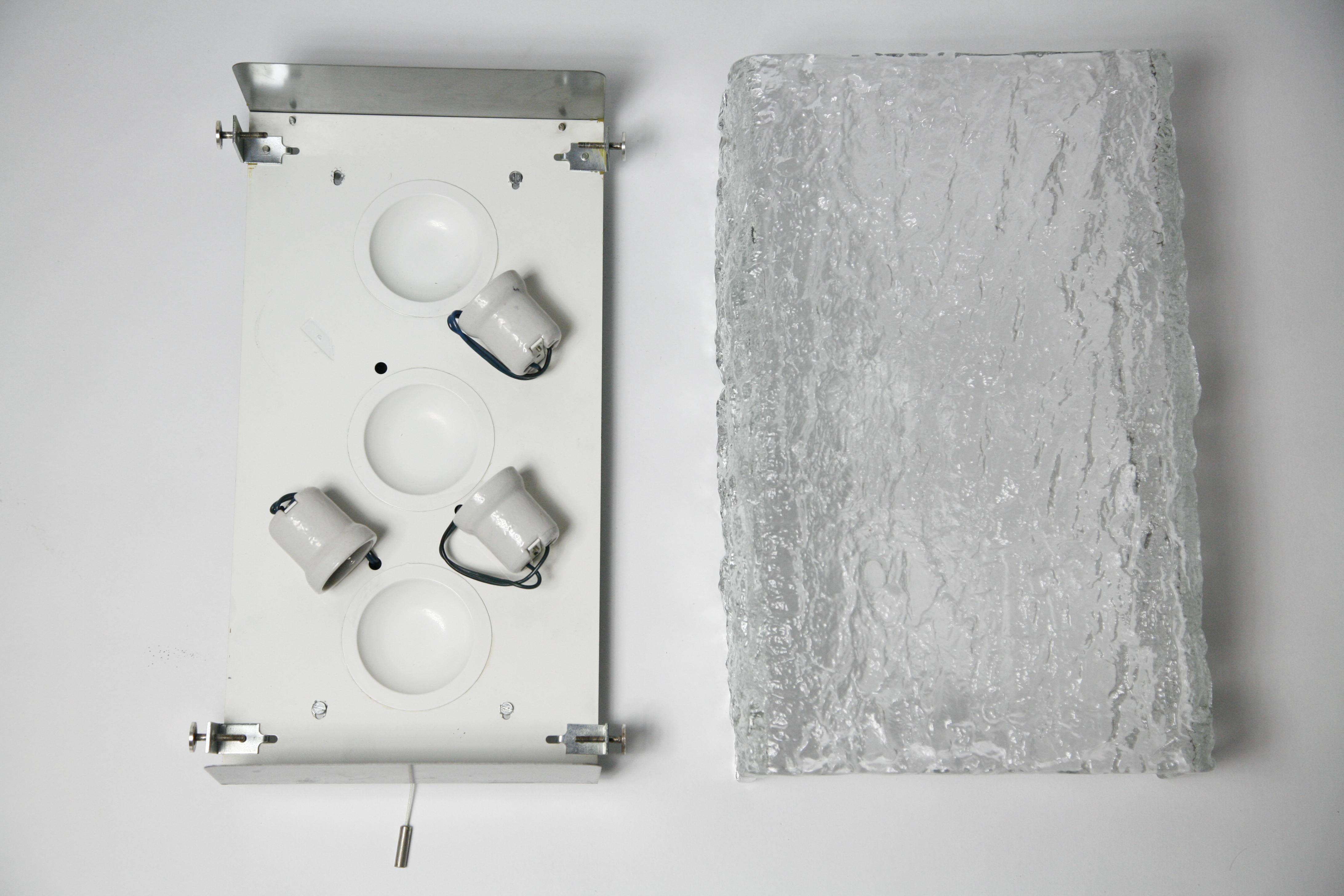 Cast Pair of large Kalmar Glass Wall Lights, Germany, 1960 For Sale