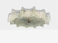 Kaiser, Frosted Glass, Chrome, Flush Mount Light, Germany, 1960s