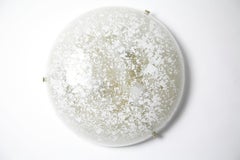 Kaiser Glass Flush Mount with Brass Finials, Germany, 1970s