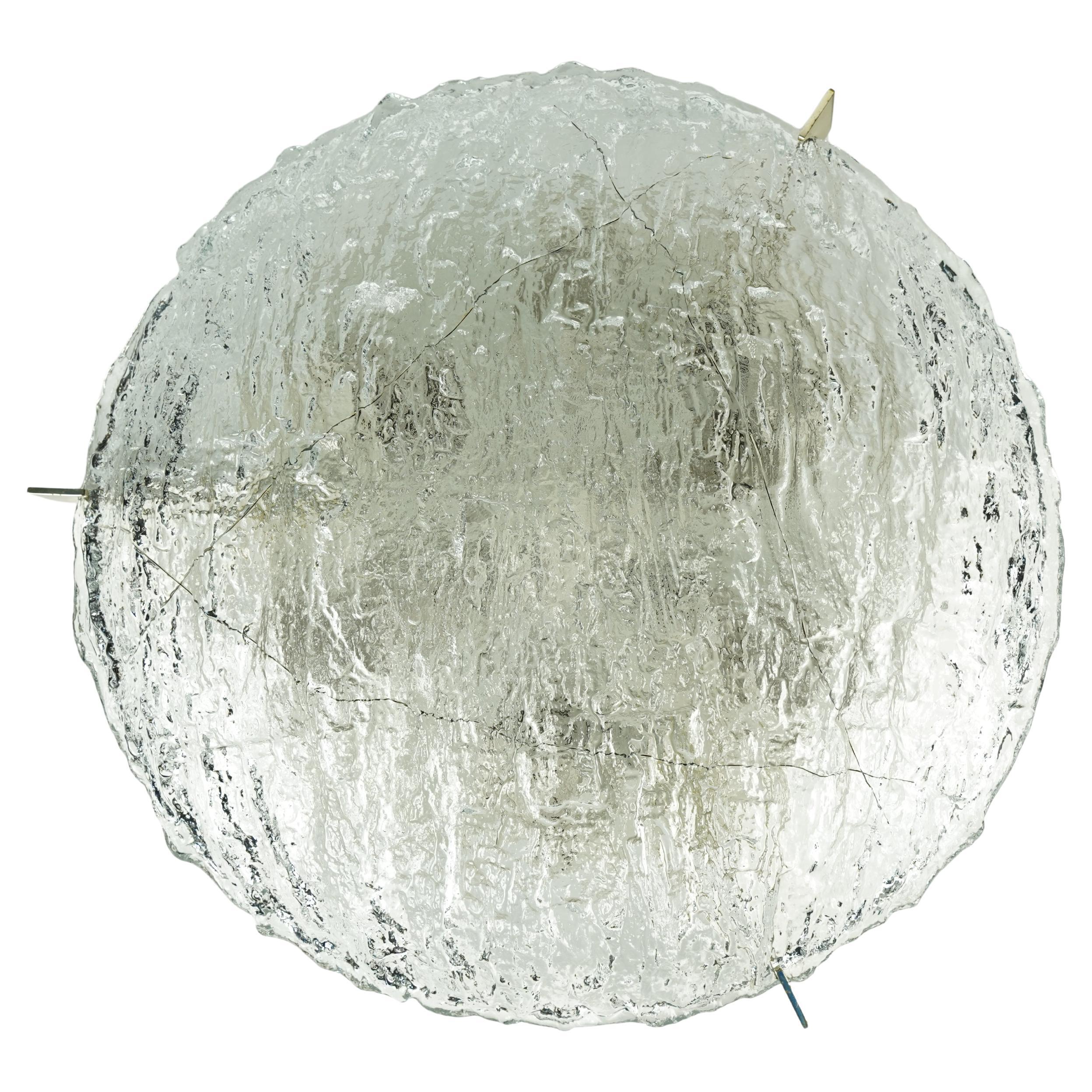 Kaiser Glass Flush Mount with Chrome Finials, 1960, Germany