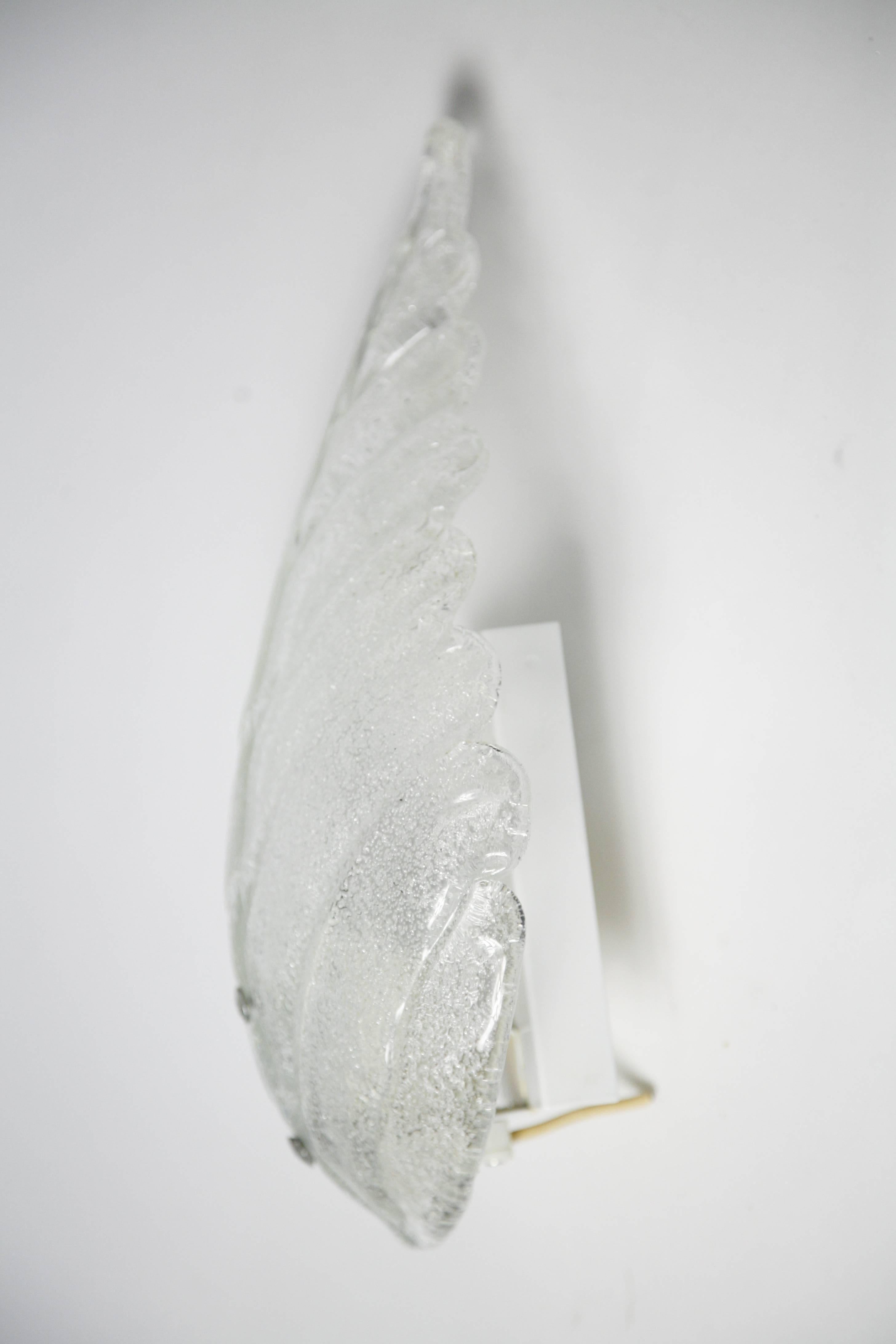 Kaiser Glass Leaf Shaped Sconces, Germany, 1970 In Good Condition For Sale In Bronx, NY