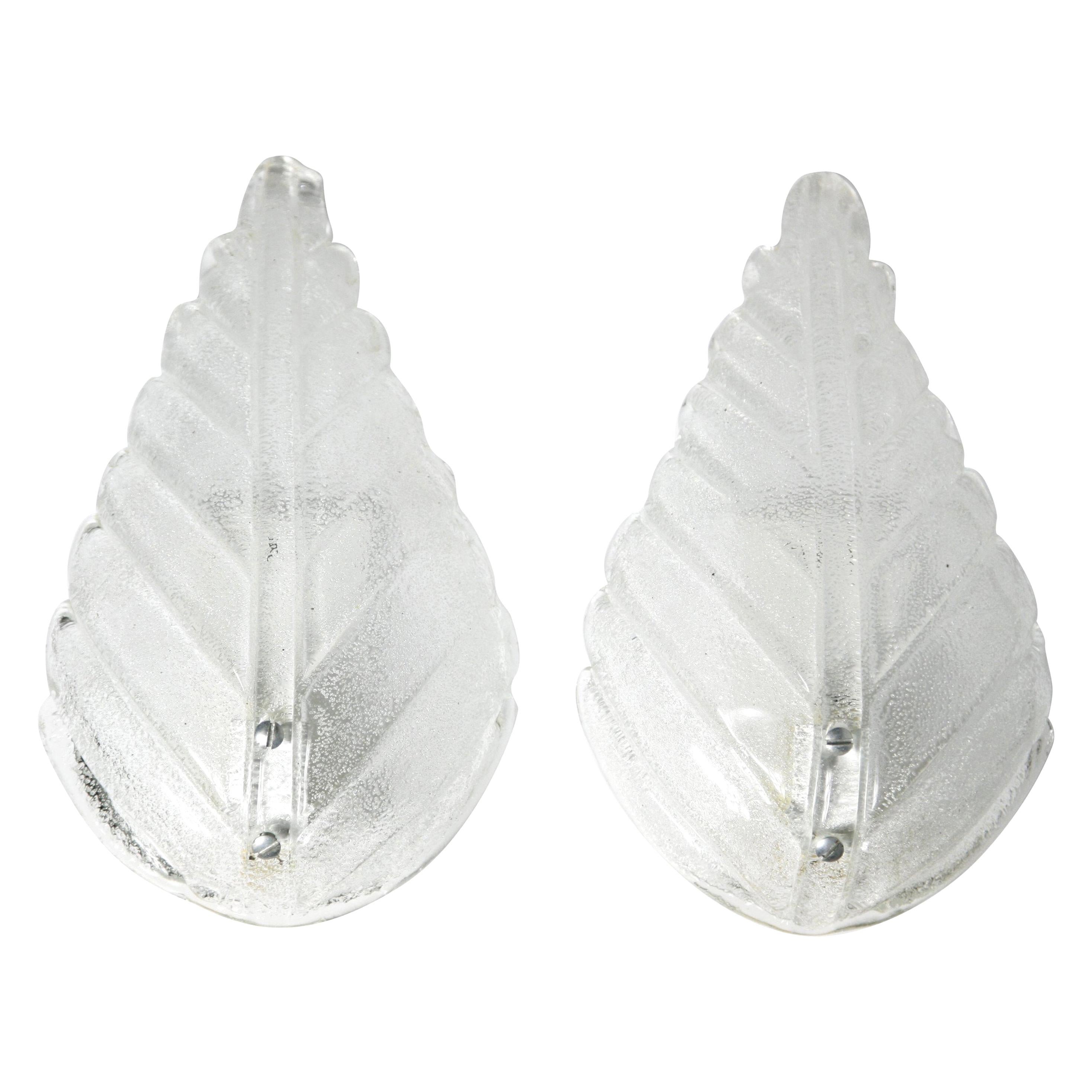 Kaiser Glass Leaf Shaped Sconces, Germany, 1970