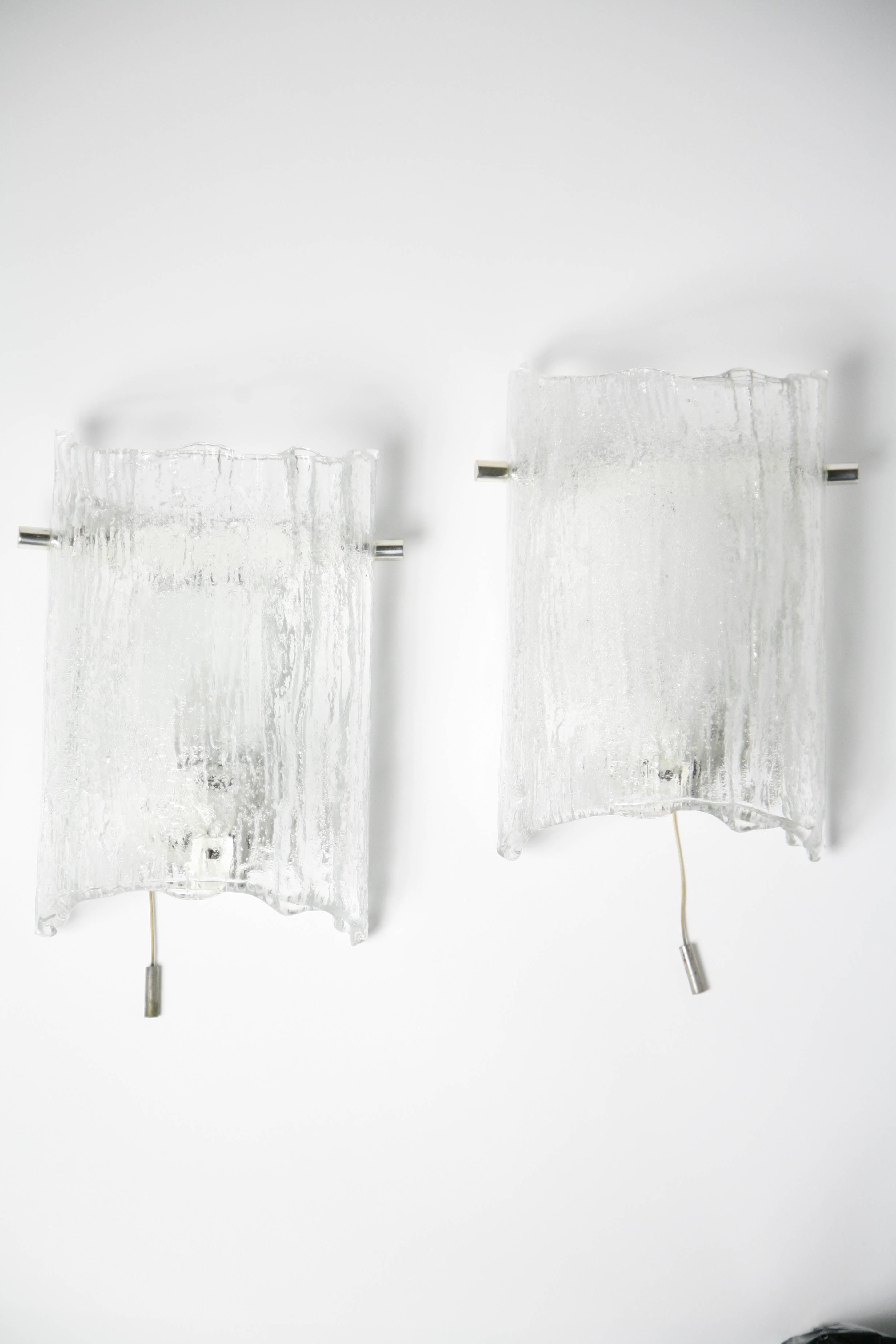 Kaiser Glass Wall Lights, Germany, 1970 In Good Condition For Sale In Bronx, NY