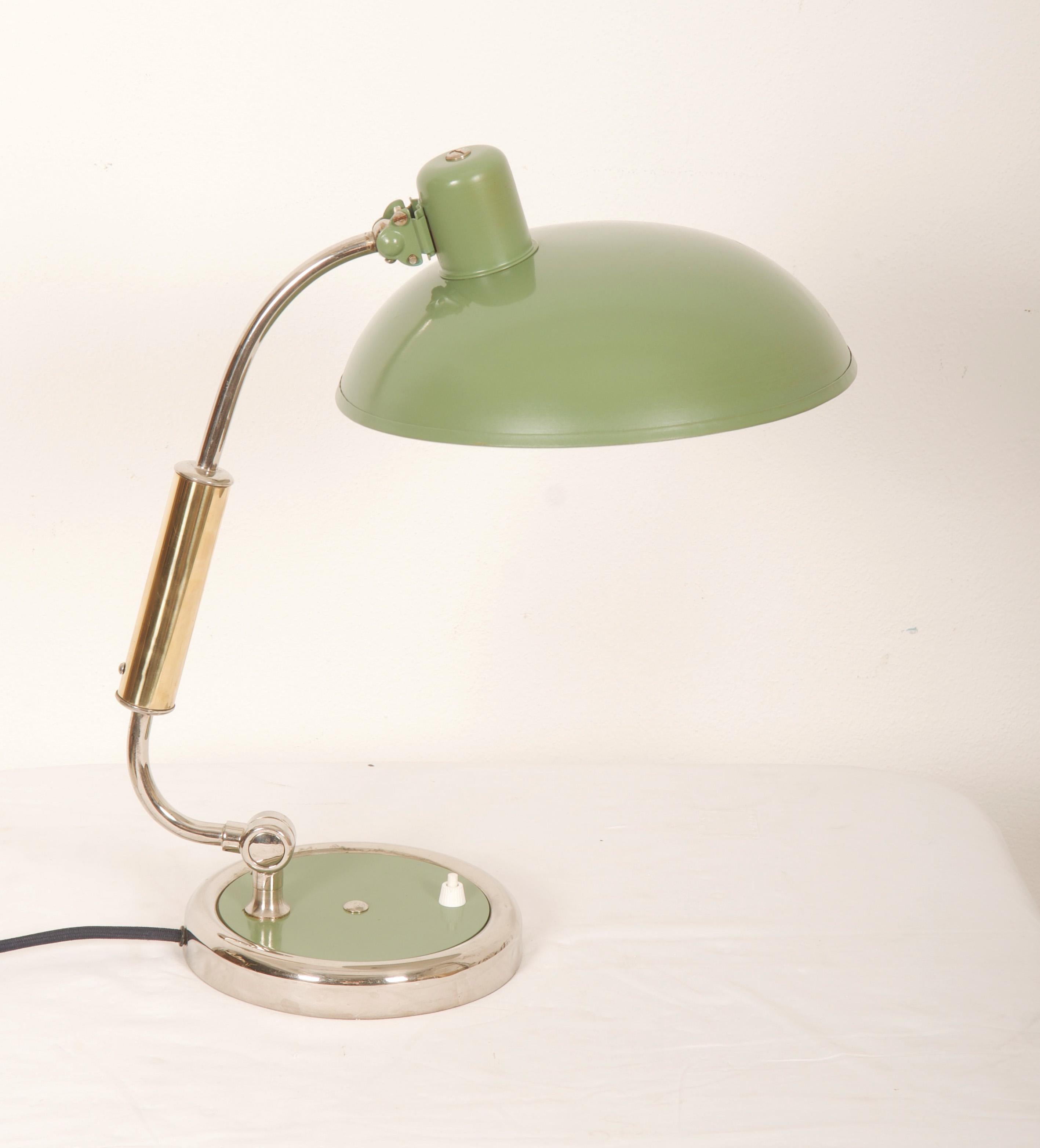 Bauhaus Kaiser Idell by Christian Dell Model 6632 President Green Desk Lamp For Sale