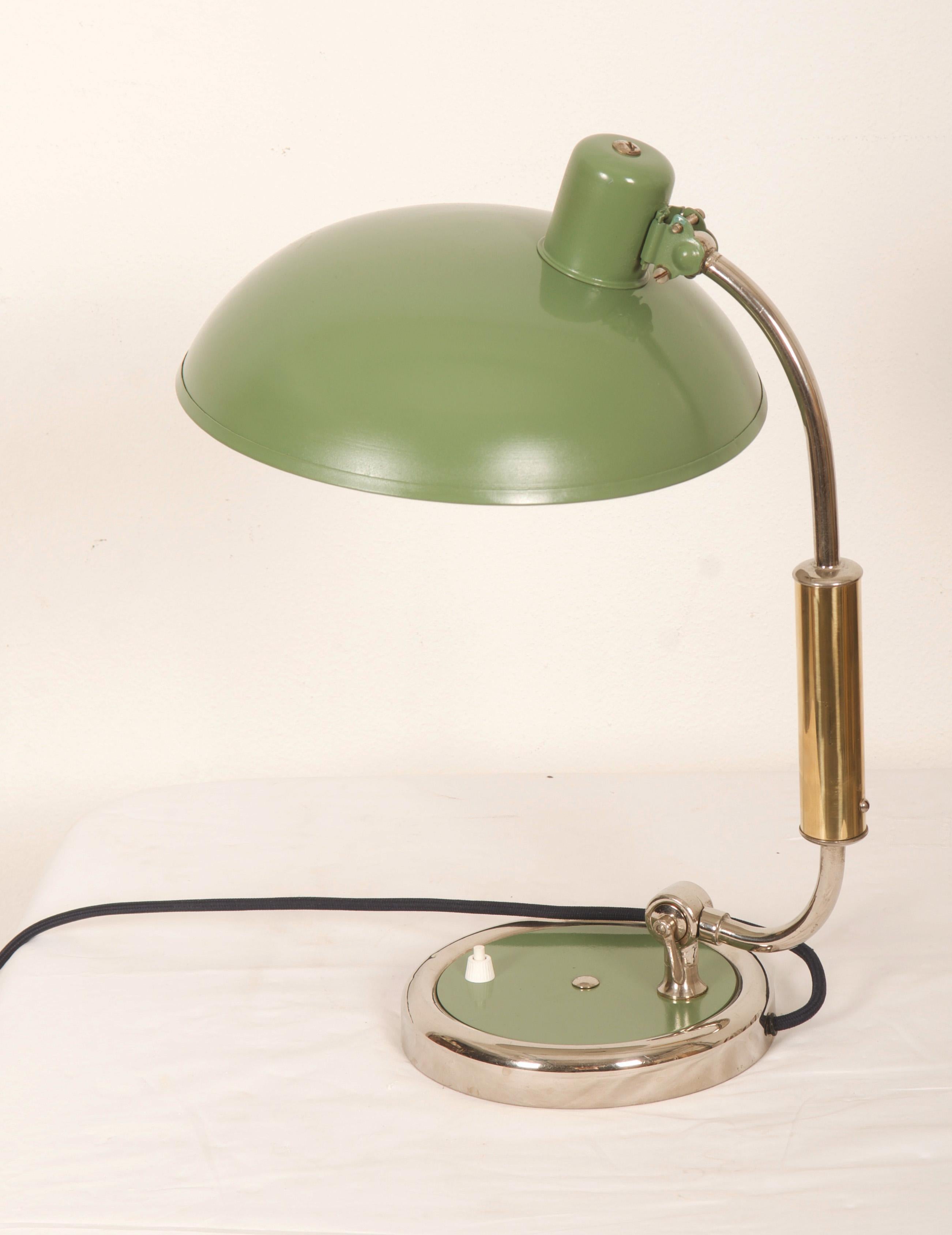 Kaiser Idell by Christian Dell Model 6632 President Green Desk Lamp For Sale 1