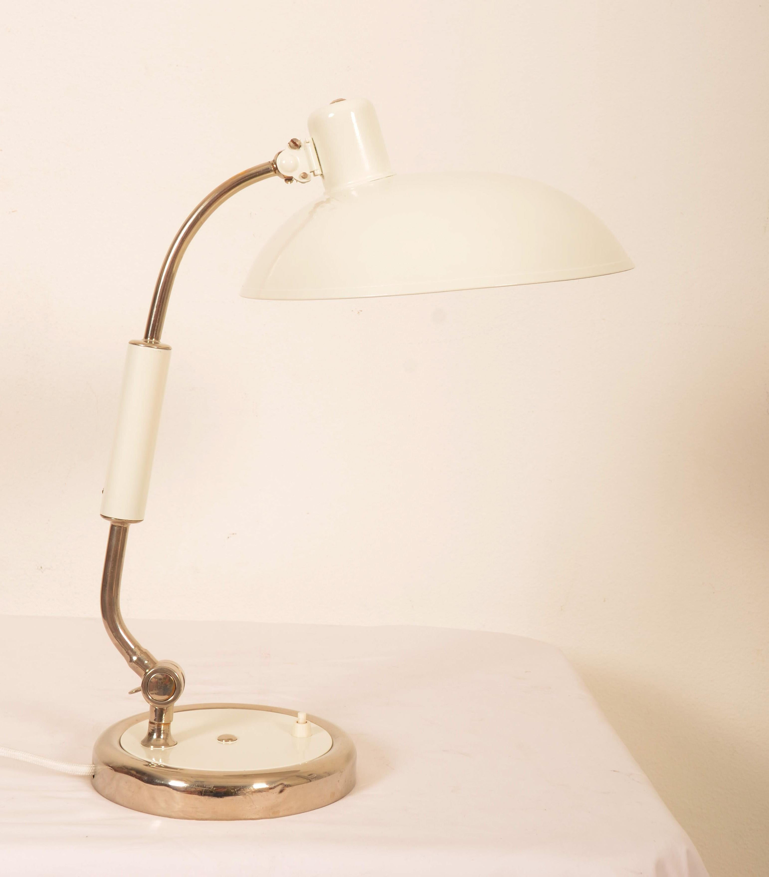 Bauhaus Kaiser Idell by Christian Dell Model 6632 President White Desk Lamp For Sale