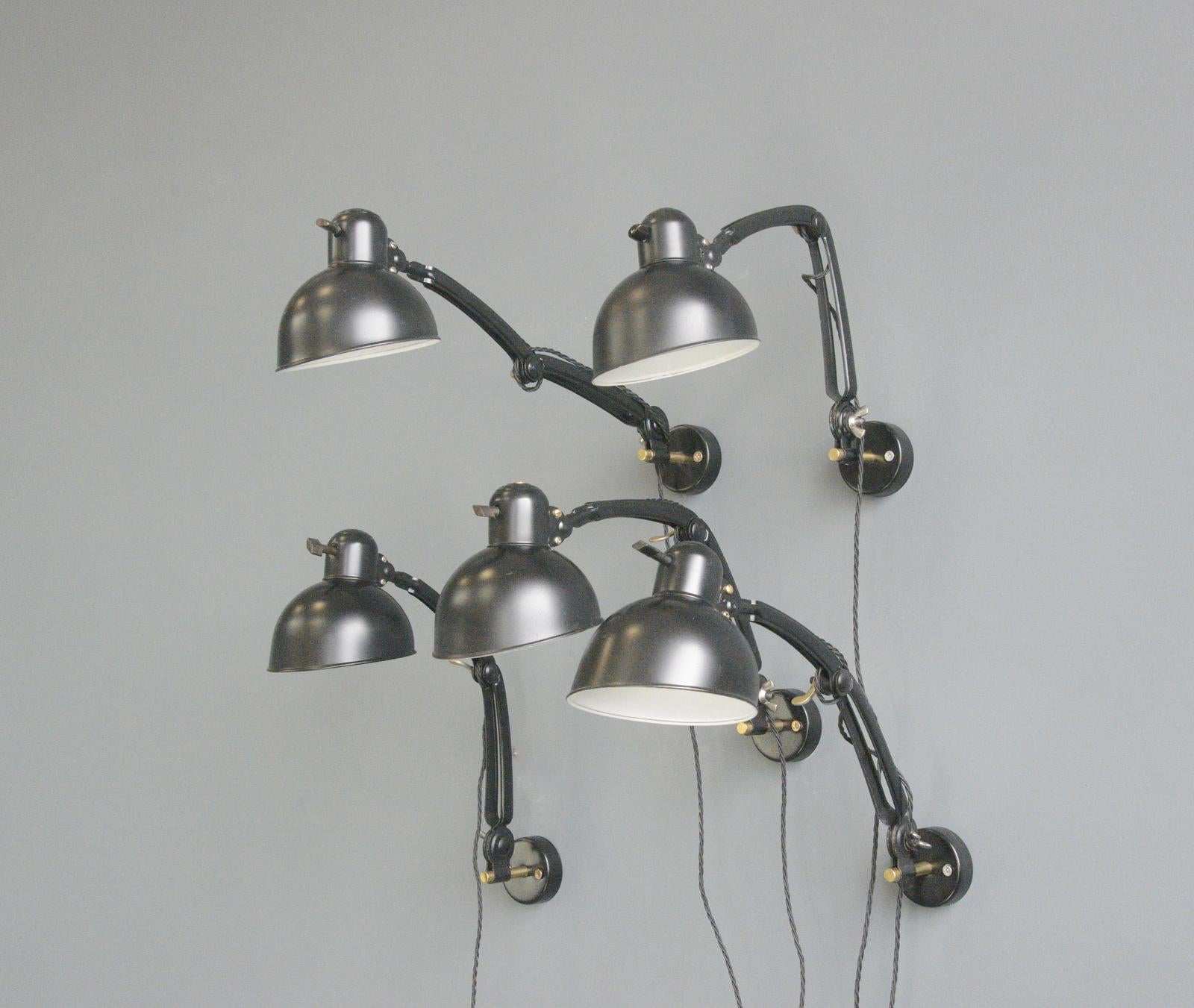 Kaiser Idell Model 6716 Wall Lamps, Circa 1930s In Good Condition For Sale In Gloucester, GB