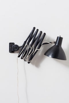 Kaiser Idell Style Black Enameled Metal Accordion Lamp by Hala Zeist