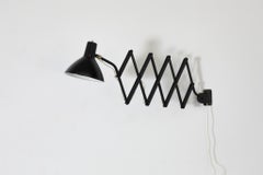 Kaiser Idell Style Black Enameled Metal Wall Mount Accordion Lamp by Hala Zeist