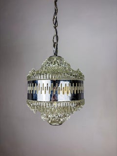 Kaiser Leuchten Chandelier, frosted glass, Germany, 1960's