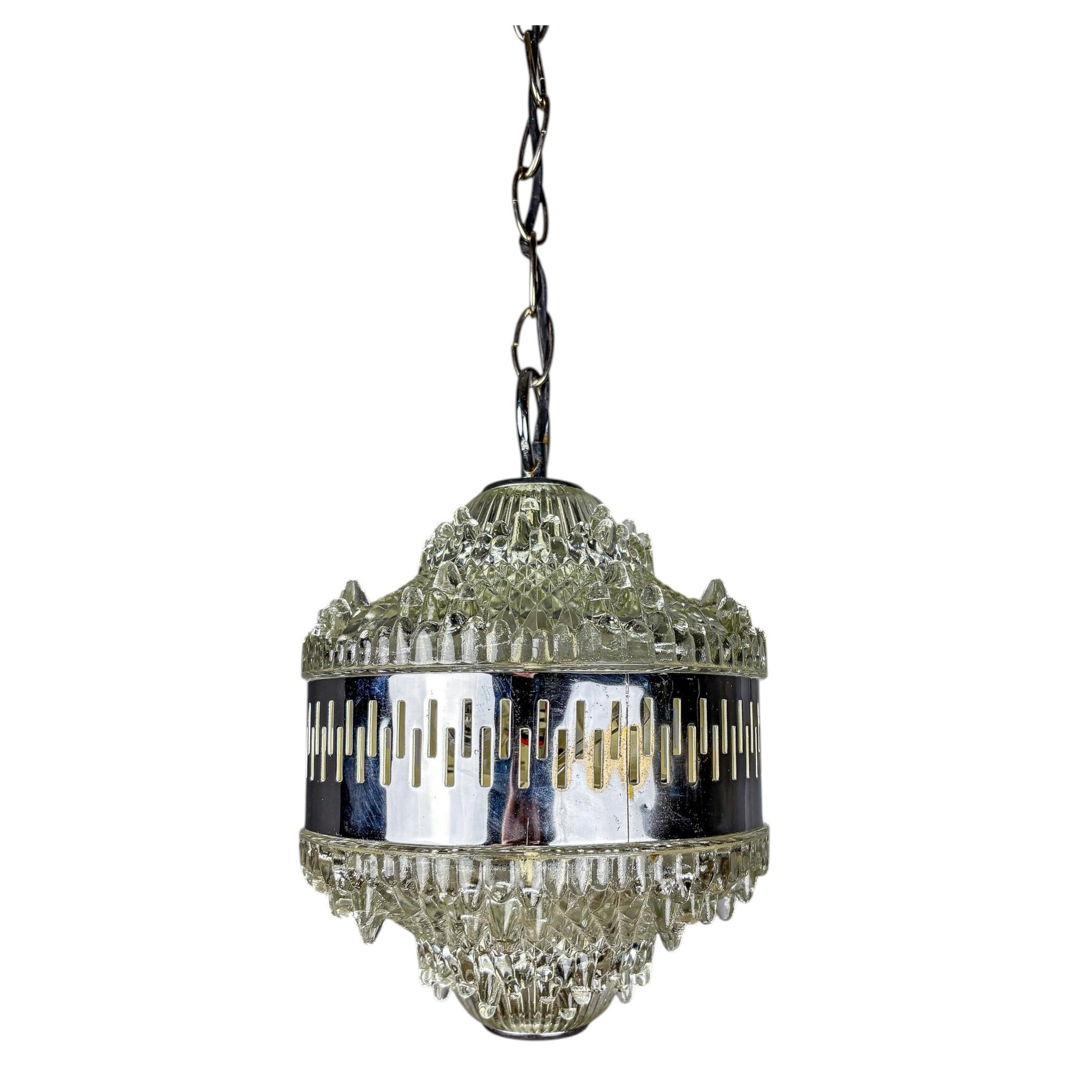 Kaiser Leuchten Chandelier, frosted glass, Germany, 1960's