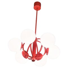 Lustre Kaiser Leuchten en verre opalin et métal, 1970, Allemagne