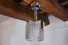 Kaiser Leuchten Chandelier, Textured Crystals, Germany, 1960