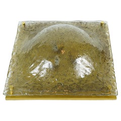 Kaiser leuchten flush Mount Domed Glass Brass Finials, Germany, 1980