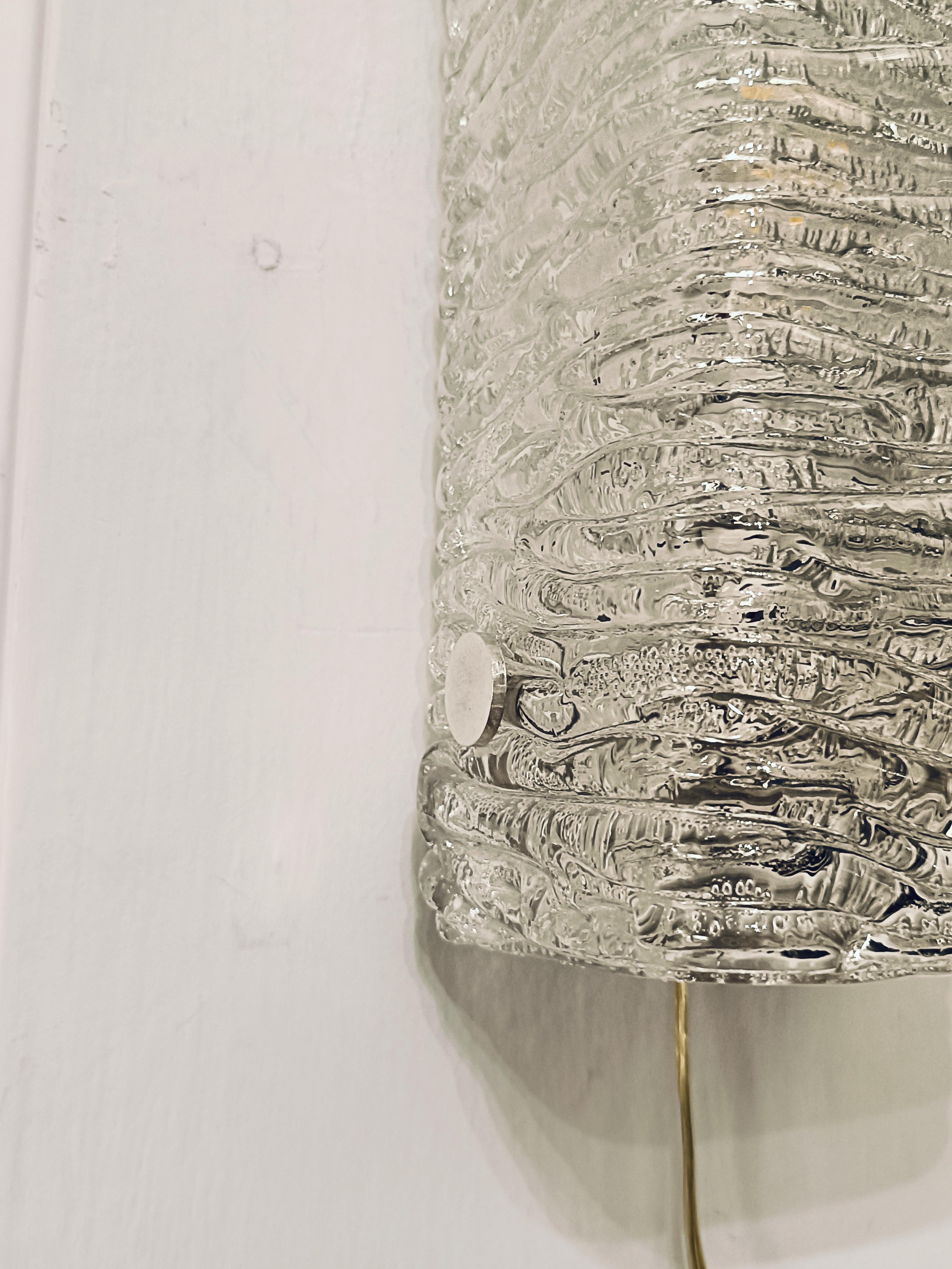 Late 20th Century Kaiser Leuchten Murano Glass Wall Lamp, Germany 1970s For Sale