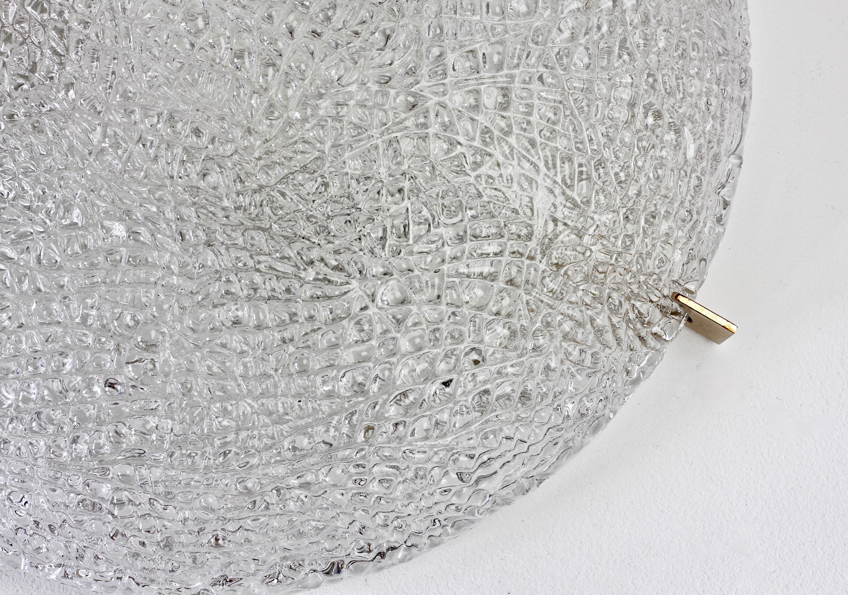 Kaiser Leuchten Large Vintage German Textured Glass Flush Mount Light c