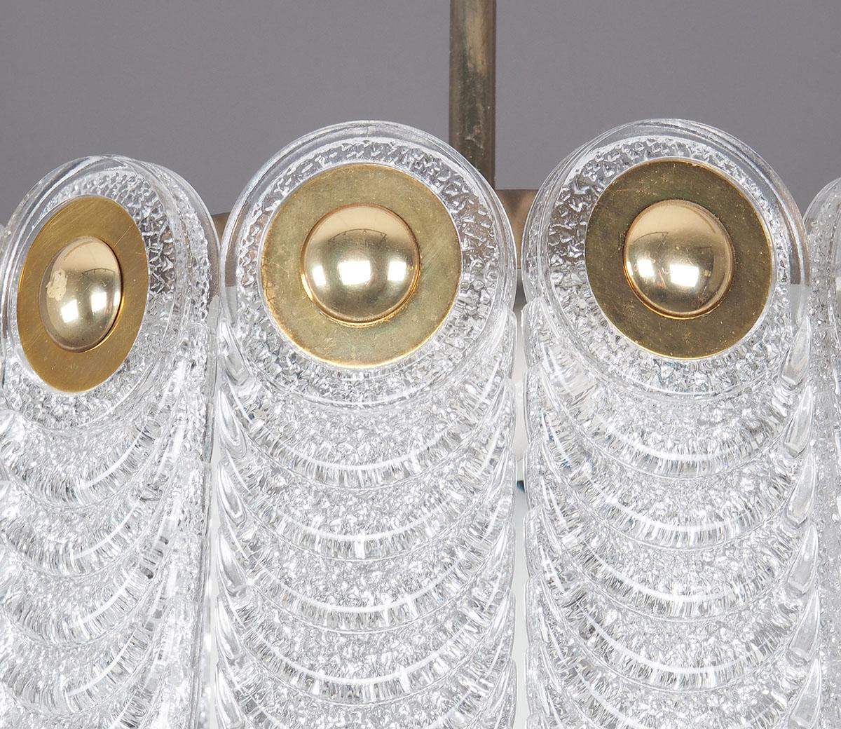 Kaiser Leuchten Mid-Century Modern Crystal and Brass Hanging Lamp For Sale 5