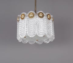 Kaiser Leuchten Mid-Century Modern Crystal and Brass Hanging Lamp