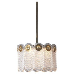 Lampe à suspension Kaiser Leuchten en cristal et laiton, mi-siècle moderne