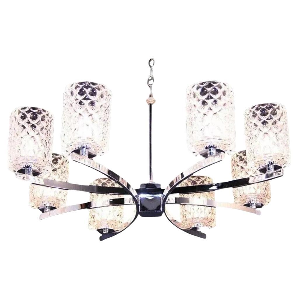 Lustre Kaiser Leuchten du milieu du siècle Thousand Eyes Crystal Glass Abat-jour chromé