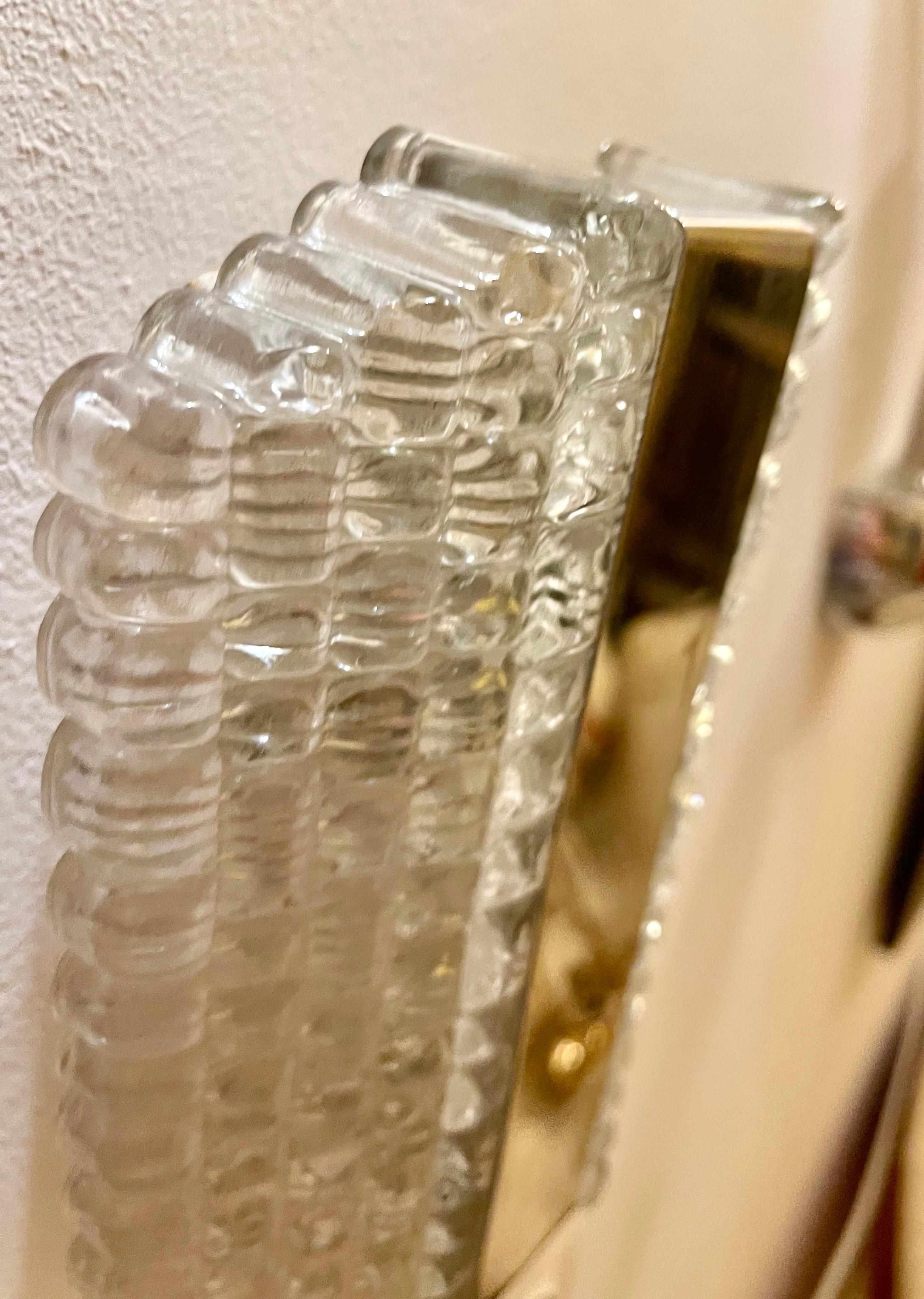 Kaiser Leuchten murano eis frost glas wandleuchten , 1970er (Moderne der Mitte des Jahrhunderts) im Angebot