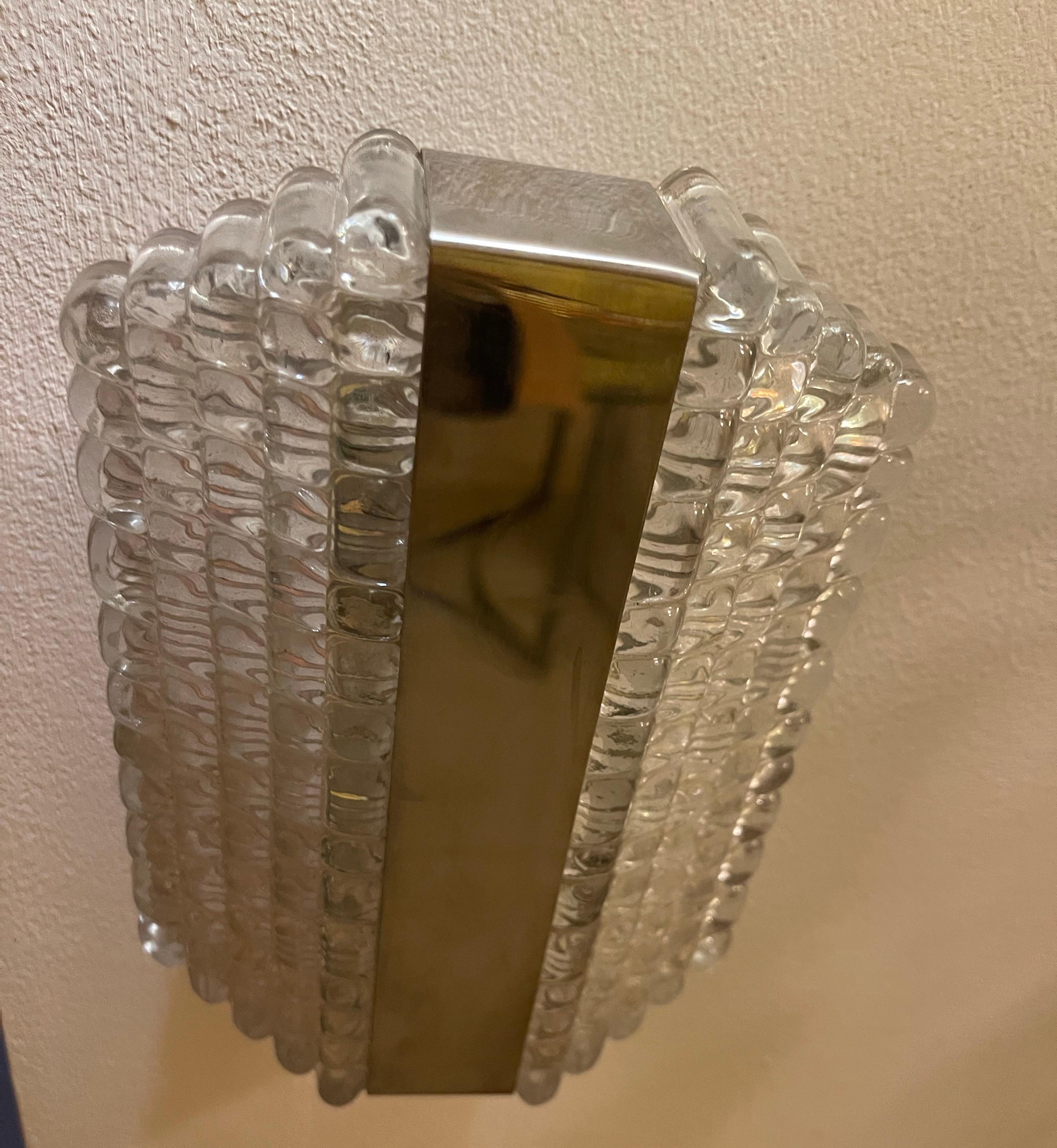 Kaiser Leuchten murano eis frost glas wandleuchten , 1970er im Zustand „Gut“ im Angebot in La xara, VC