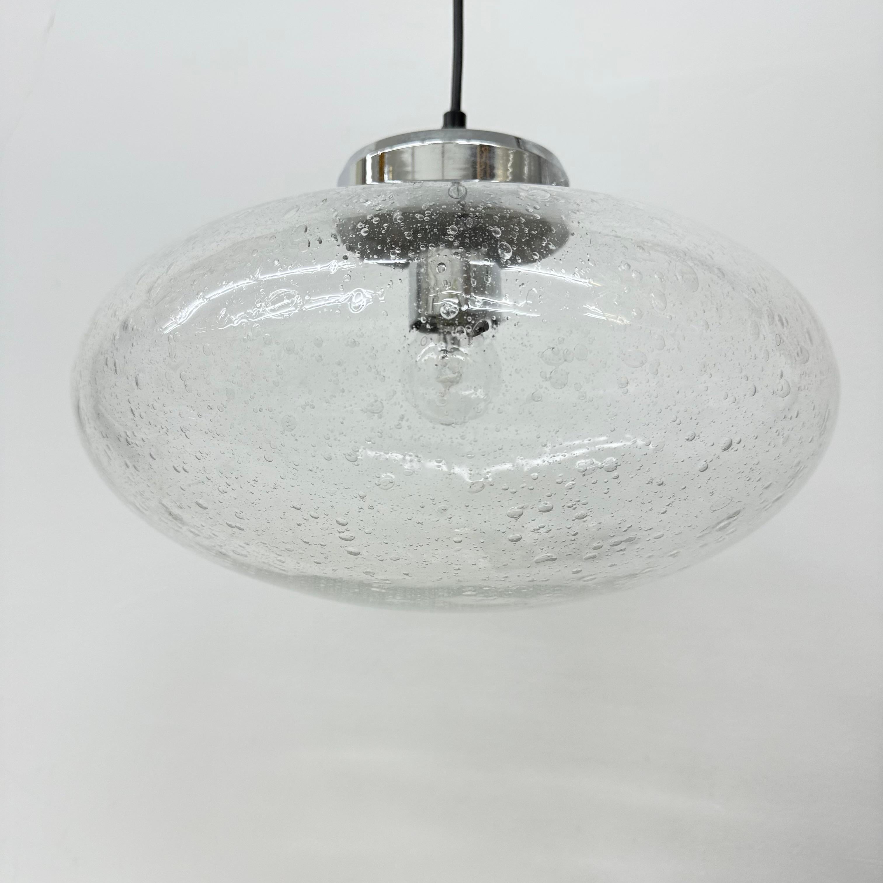 Lampada a sospensione Kaiser Leuchten , anni '70 vetro e cromo , anni '70 in vendita 5