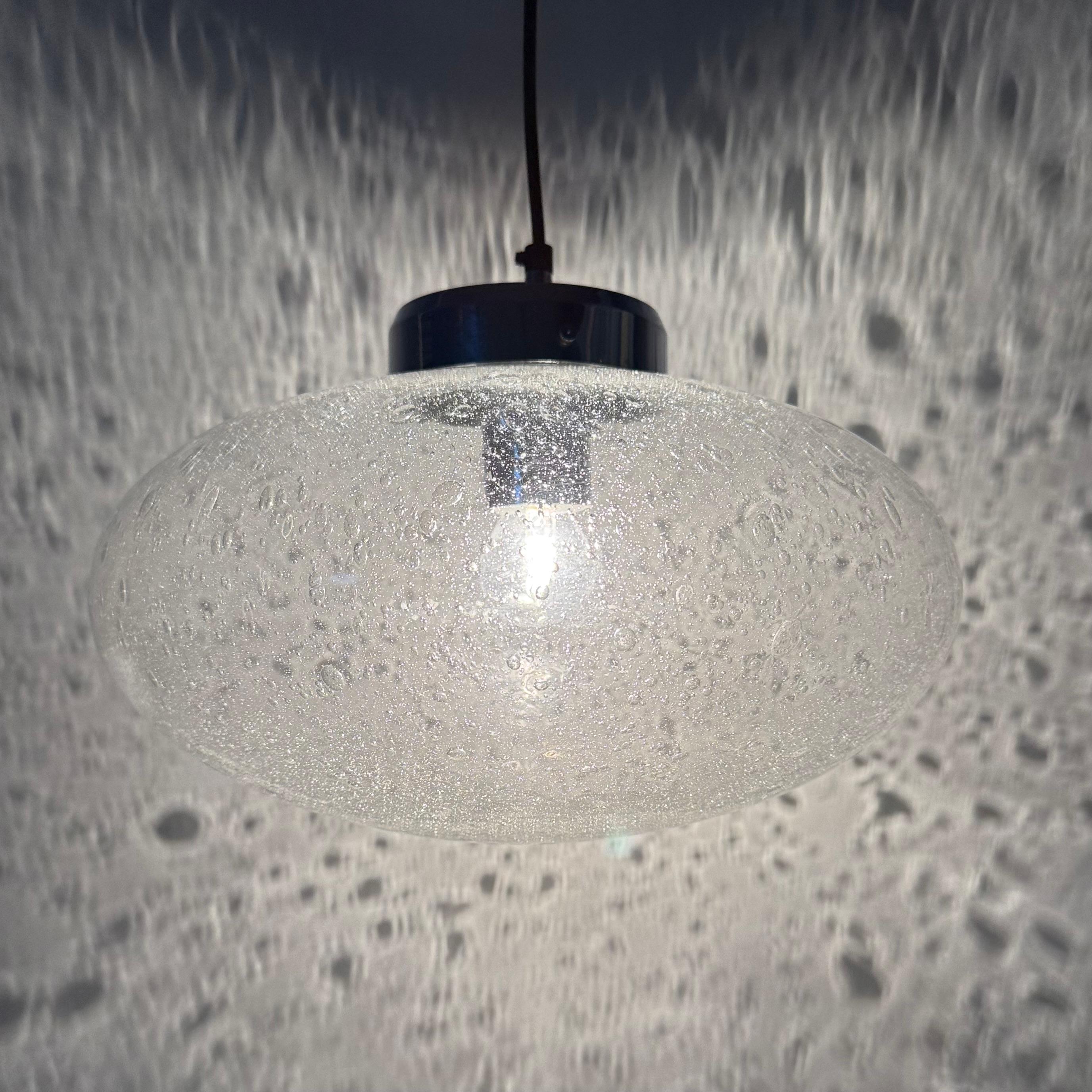 Lampada a sospensione Kaiser Leuchten , anni '70 vetro e cromo , anni '70 in vendita 8