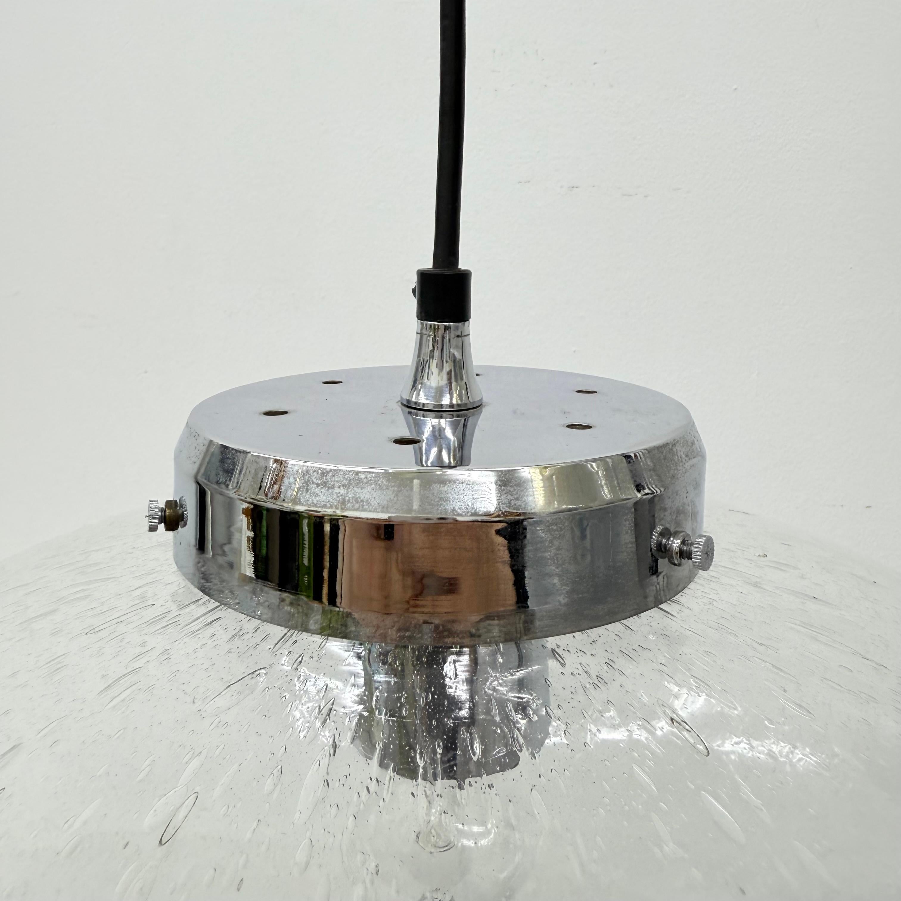 Lampada a sospensione Kaiser Leuchten , anni '70 vetro e cromo , anni '70 in vendita 1