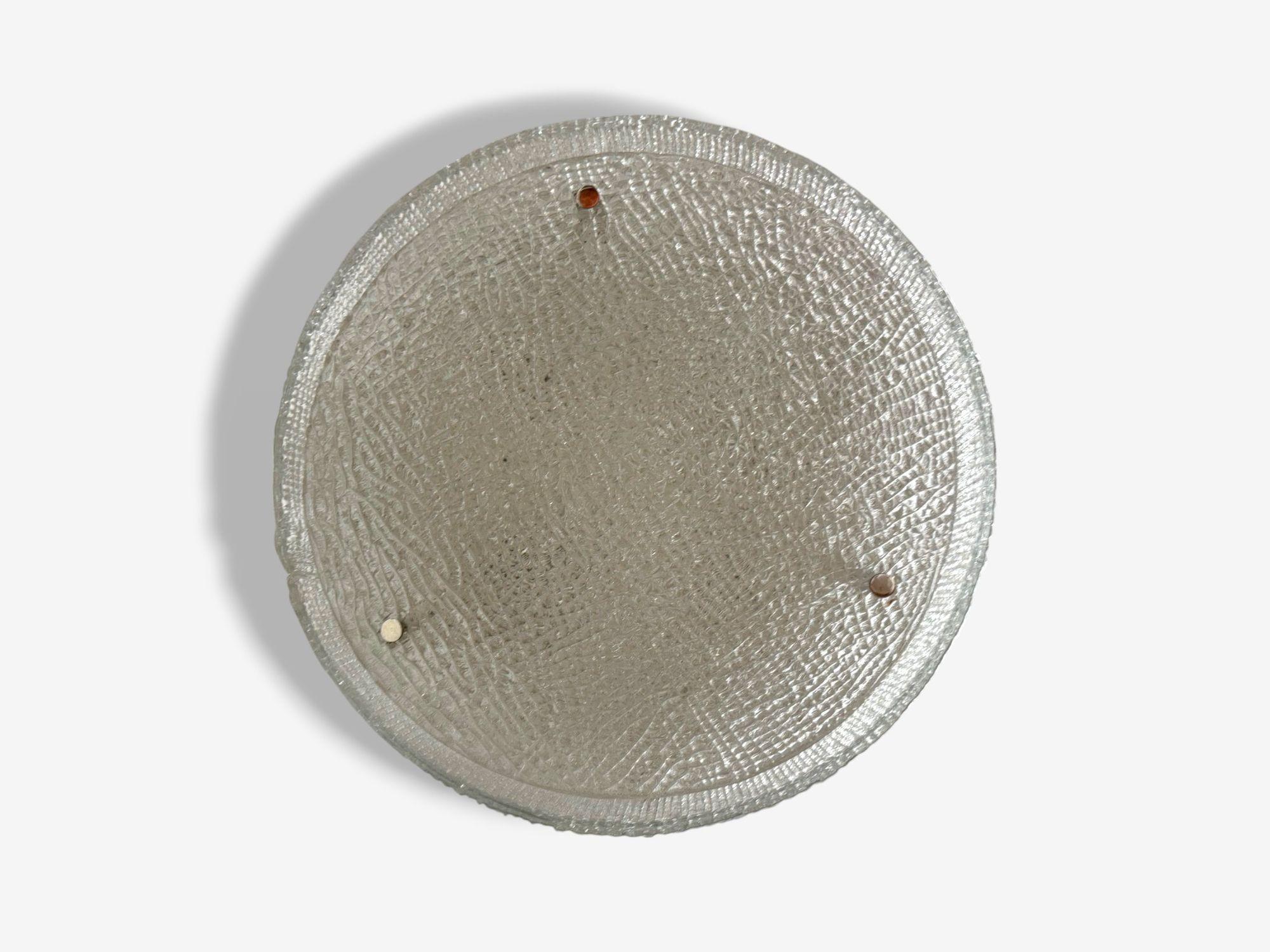 Kaiser Leuchten, Slumped Glass, Steel, Flushmount, Germany, 1960s (Deutsch) im Angebot
