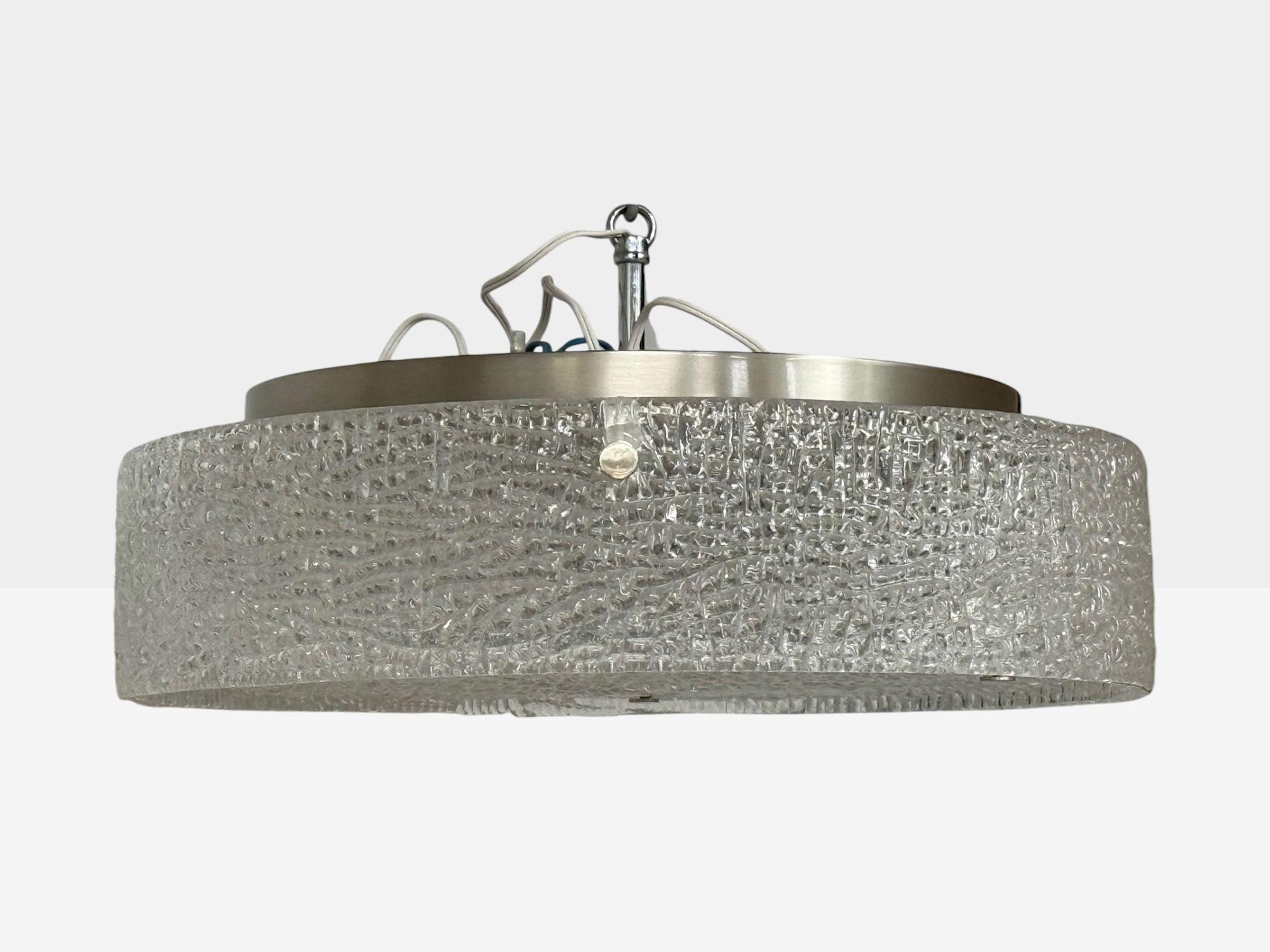 Kaiser Leuchten, Slumped Glass, Steel, Flushmount, Germany, 1960s (Mitte des 20. Jahrhunderts) im Angebot