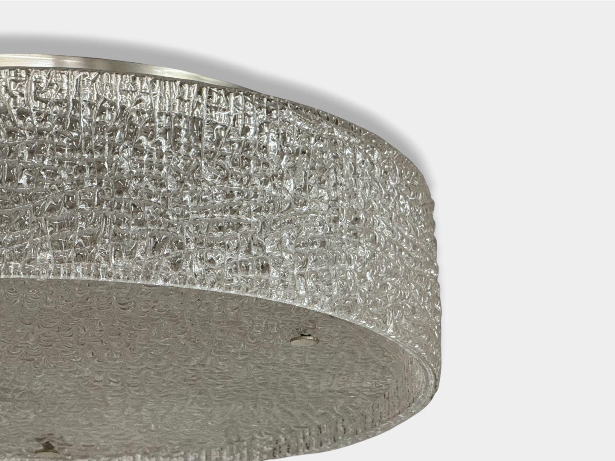 Kaiser Leuchten, Slumped Glass, Steel, Flushmount, Germany, 1960s (Stahl) im Angebot
