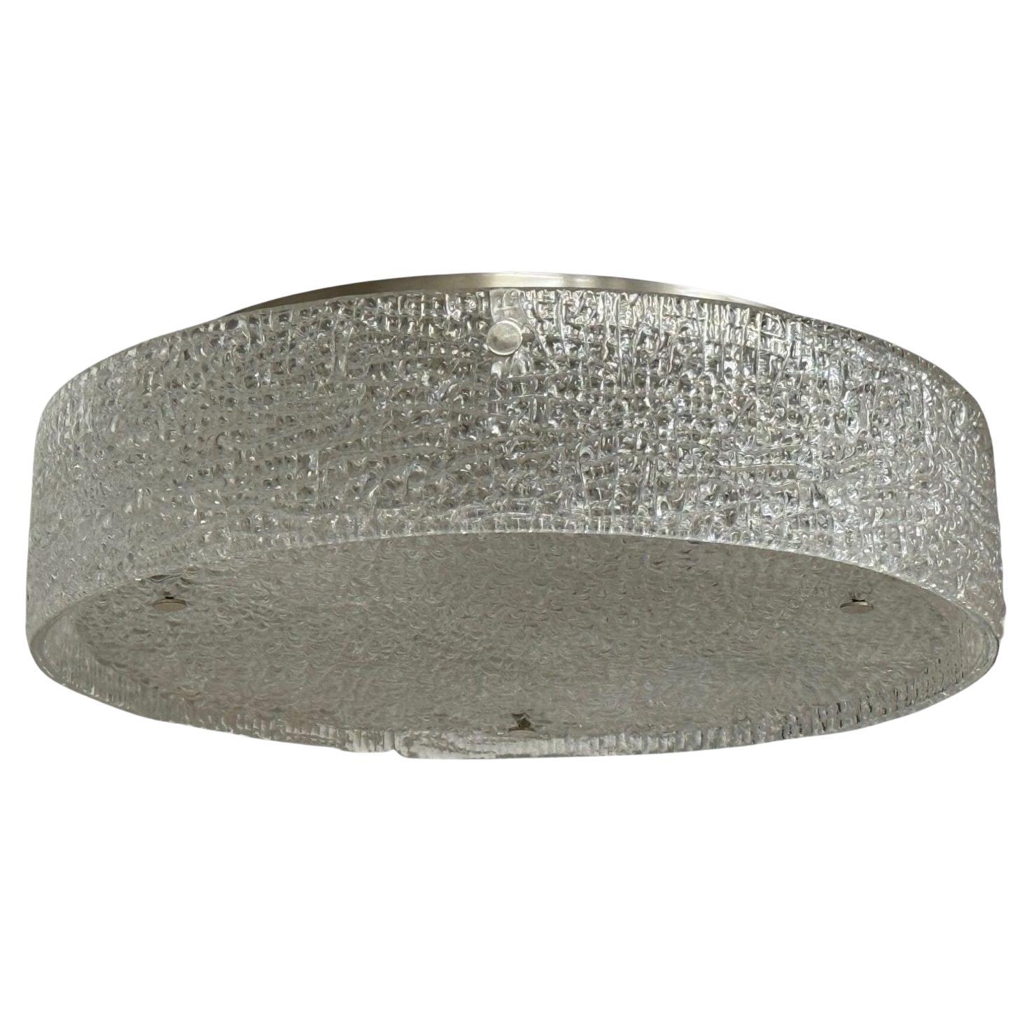 Kaiser Leuchten, Slumped Glass, Steel, Flushmount, Germany, 1960s im Angebot