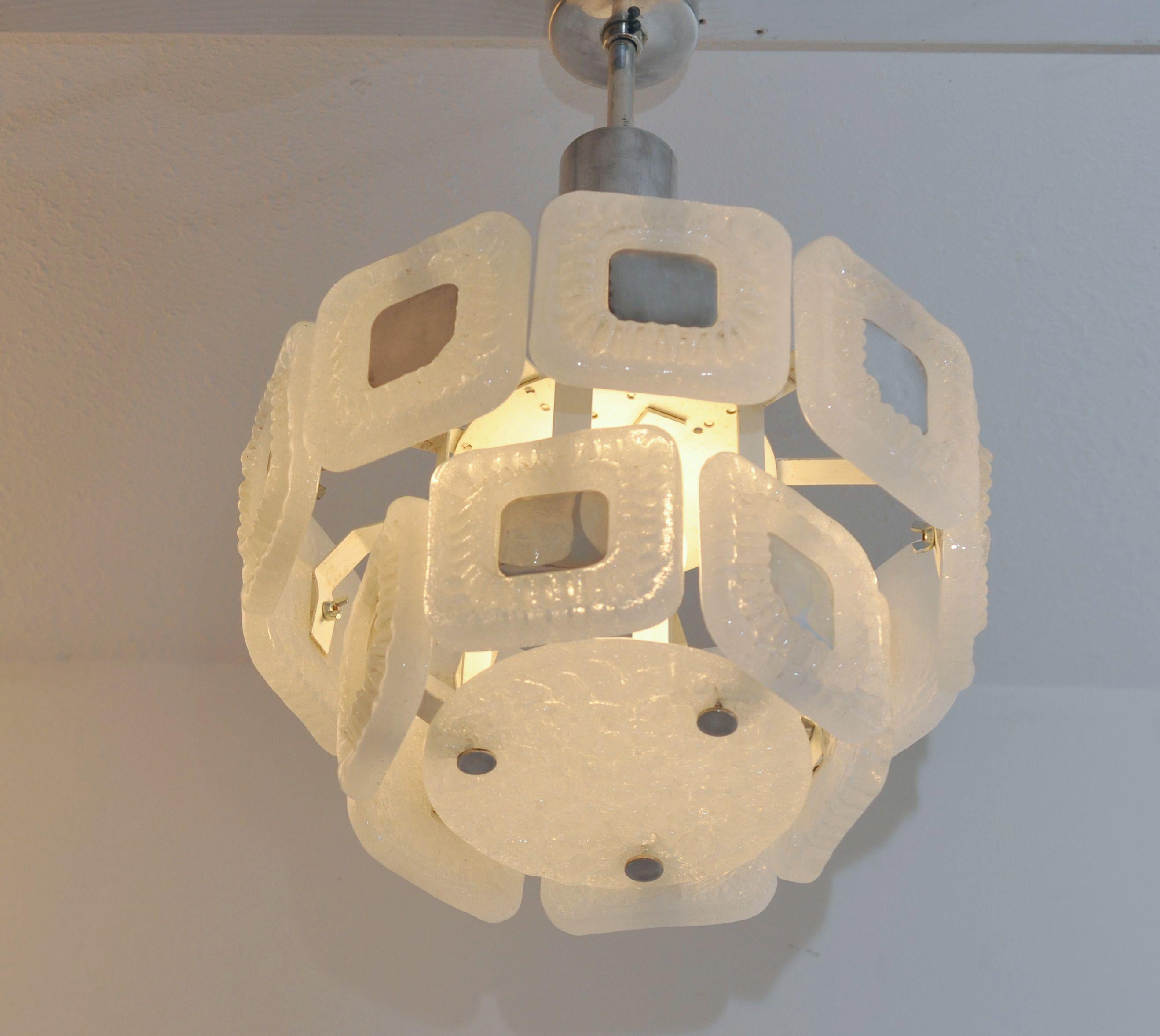 Kaiser Leuchten Lustre miroir en verre de neige Bon état - En vente à DOORWERTH, NL