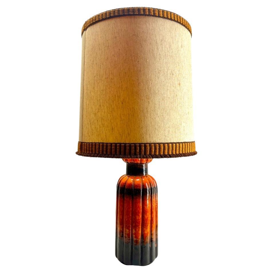 Kaiser Leuchten Vintage Fat Lava Floor Lamp Orange and Black Drip-Glazes  For Sale