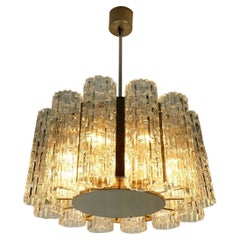 kaiser metà secolo CHANDELIER cromato a sospensione con 12 tubi di vetro