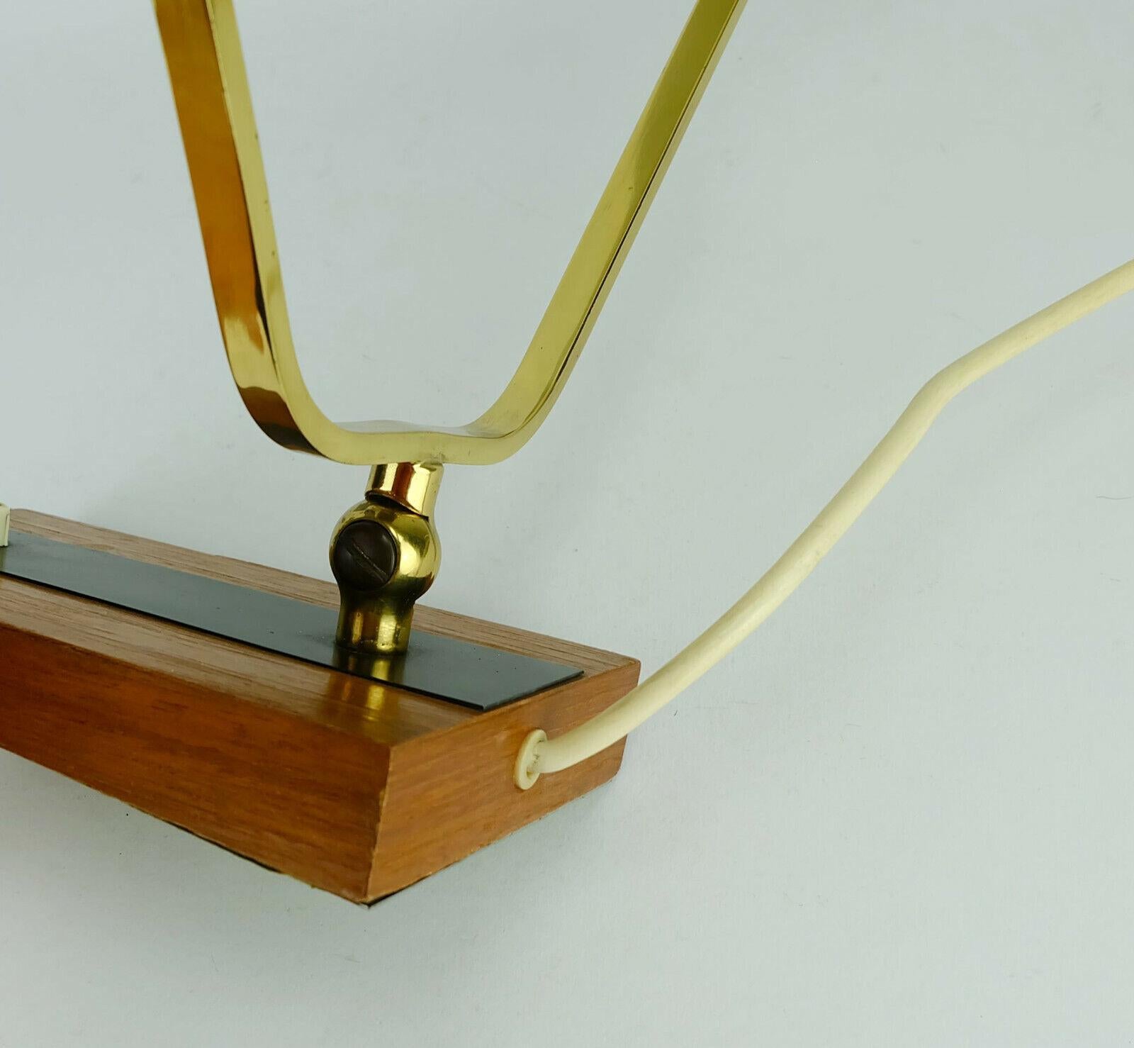 German Kaiser Midcentury Desk Lamp Table Lamp Metal Brass Teak Wood, 1960s For Sale