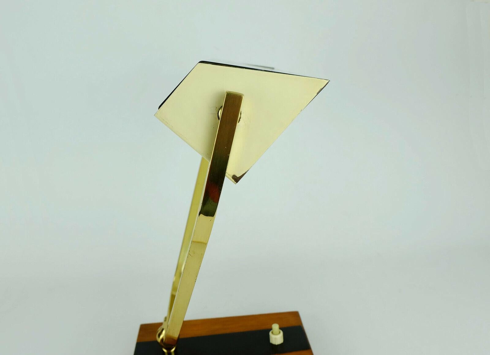 Mid-20th Century Kaiser Midcentury Desk Lamp Table Lamp Metal Brass Teak Wood, 1960s For Sale