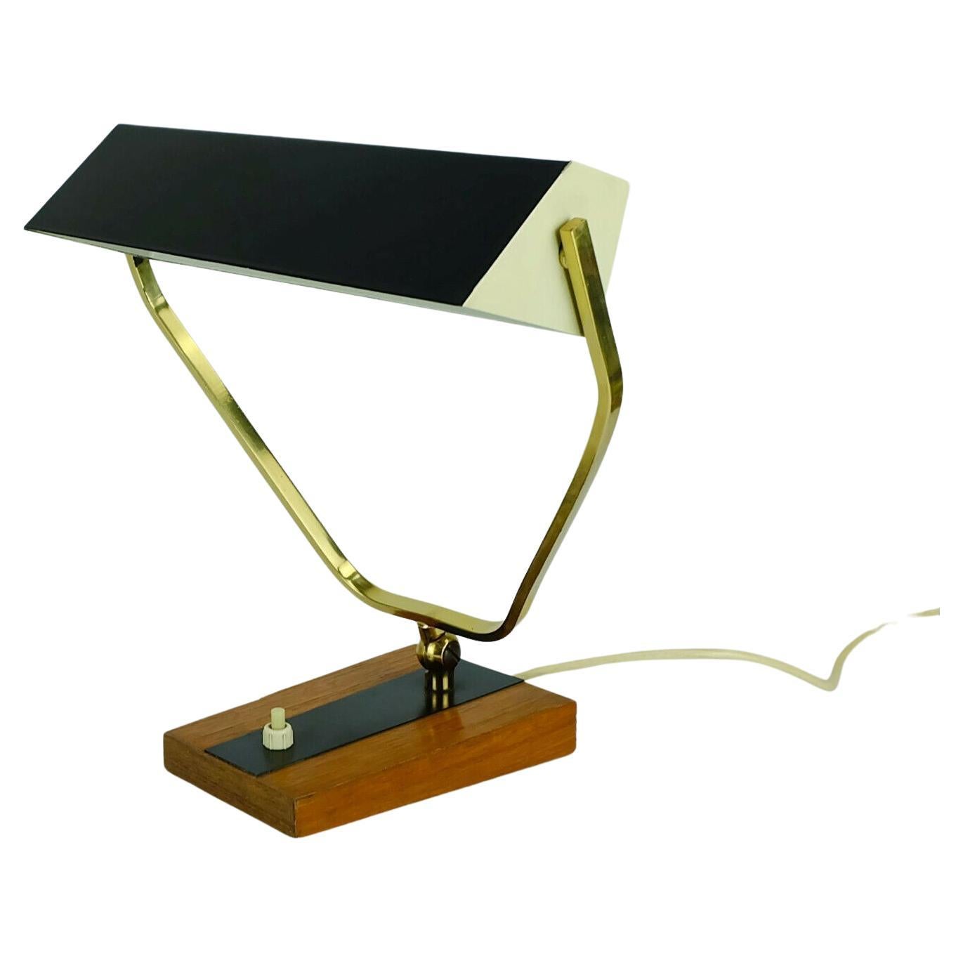 kaiser mid century DESK LAMP Tischlampe Metall Messing Teakholz 1960s