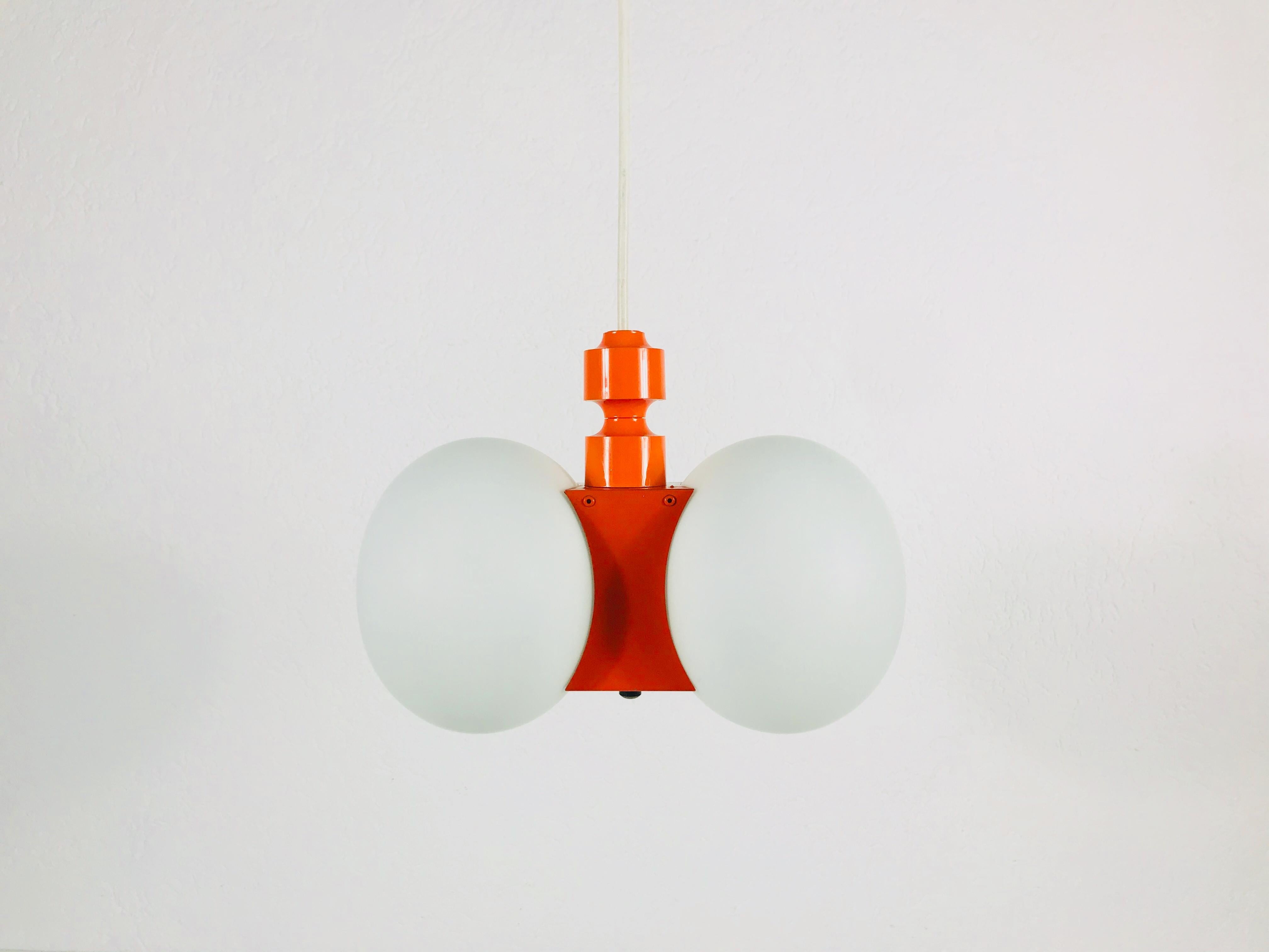 Mid-Century Modern Kaiser Midcentury Red 2-Arm Space Age Chandelier, 1960s, Germany