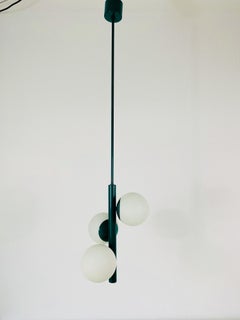 Kaiser Midcentury Green 3-Arm Space Age Chandelier, 1960s, Germany