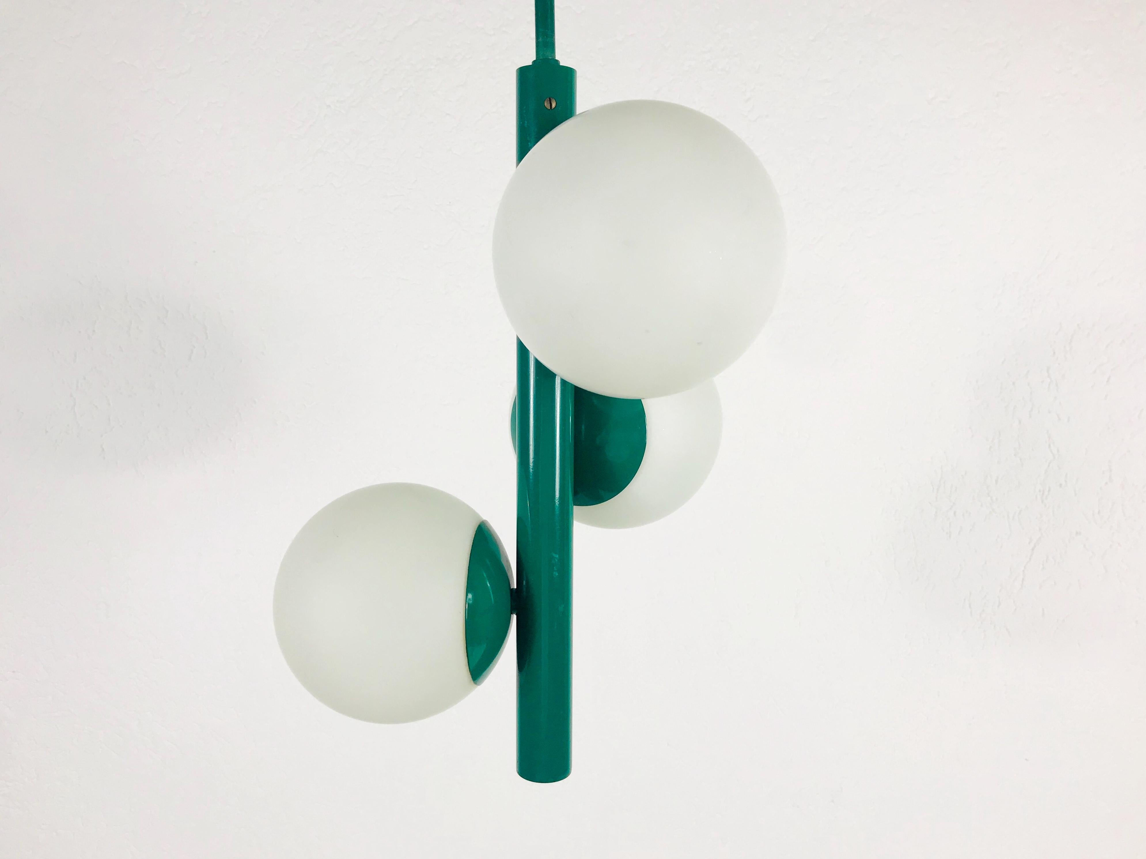 Mid-Century Modern Kaiser Midcentury Green 3-Arm Space Age Chandelier, 1960s, Germany