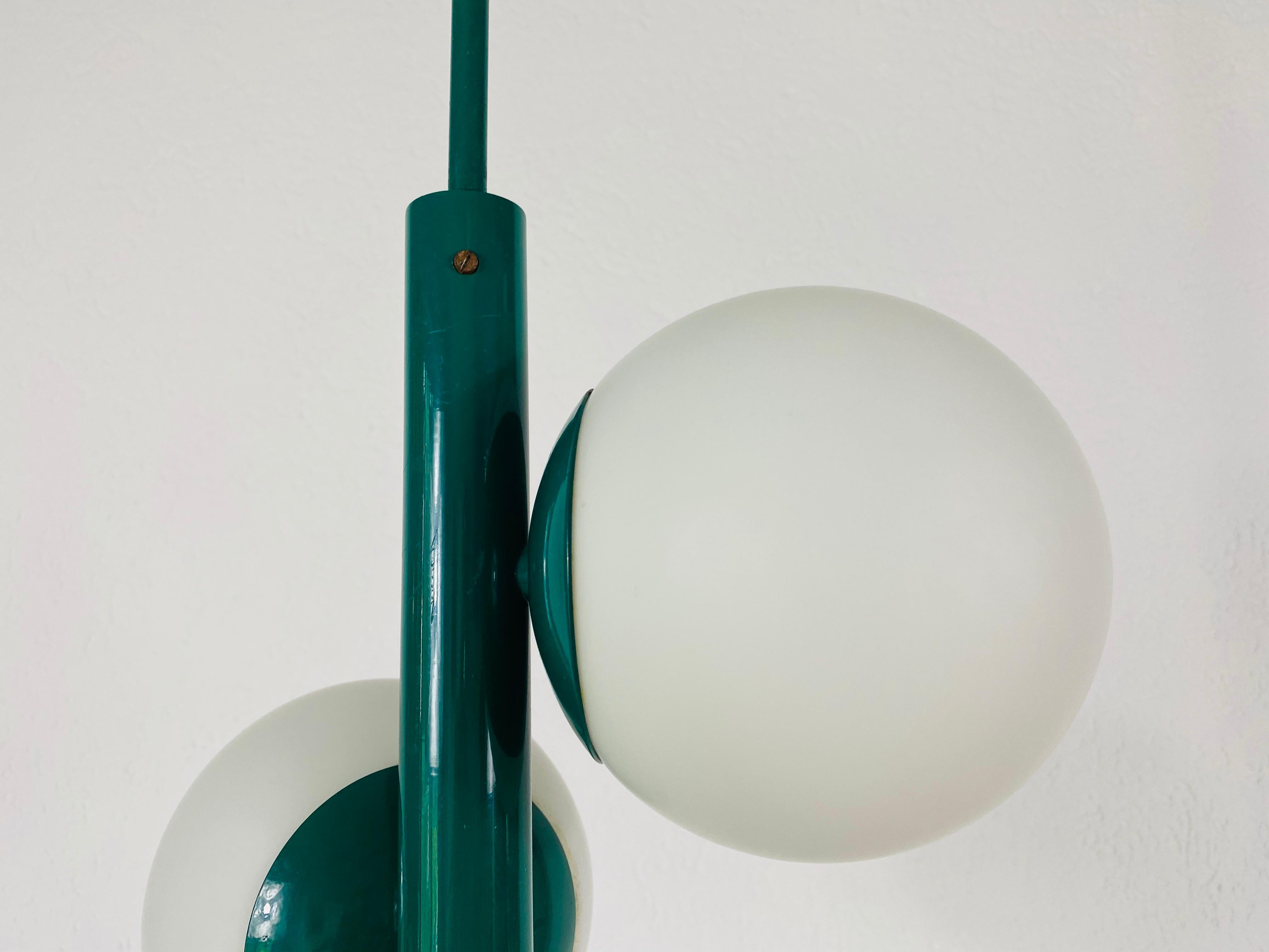 Mid-20th Century Kaiser Midcentury Green 3-Arm Space Age Chandelier, 1960s, Germany For Sale