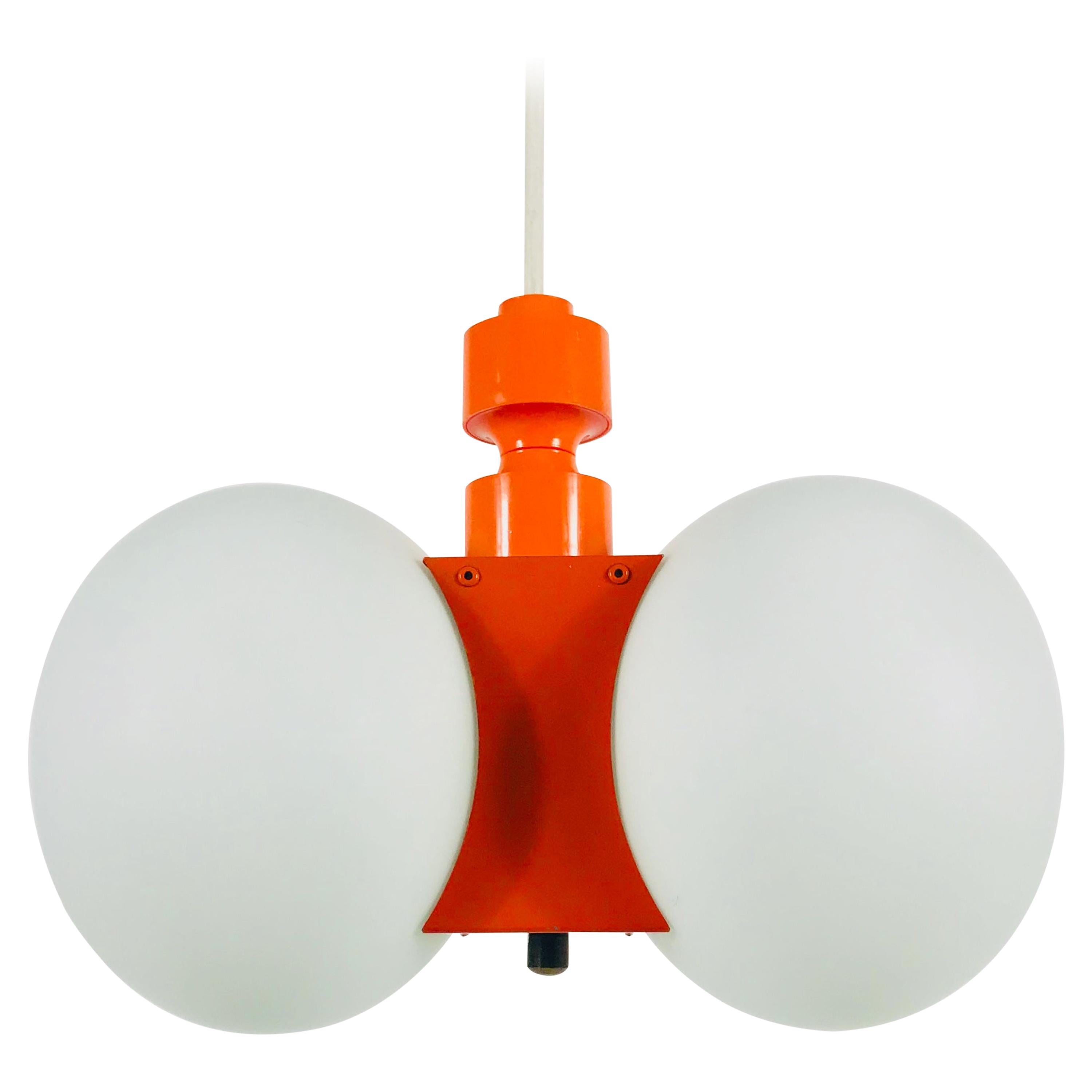 Kaiser Midcentury Red 2-Arm Space Age Chandelier, 1960s, Germany