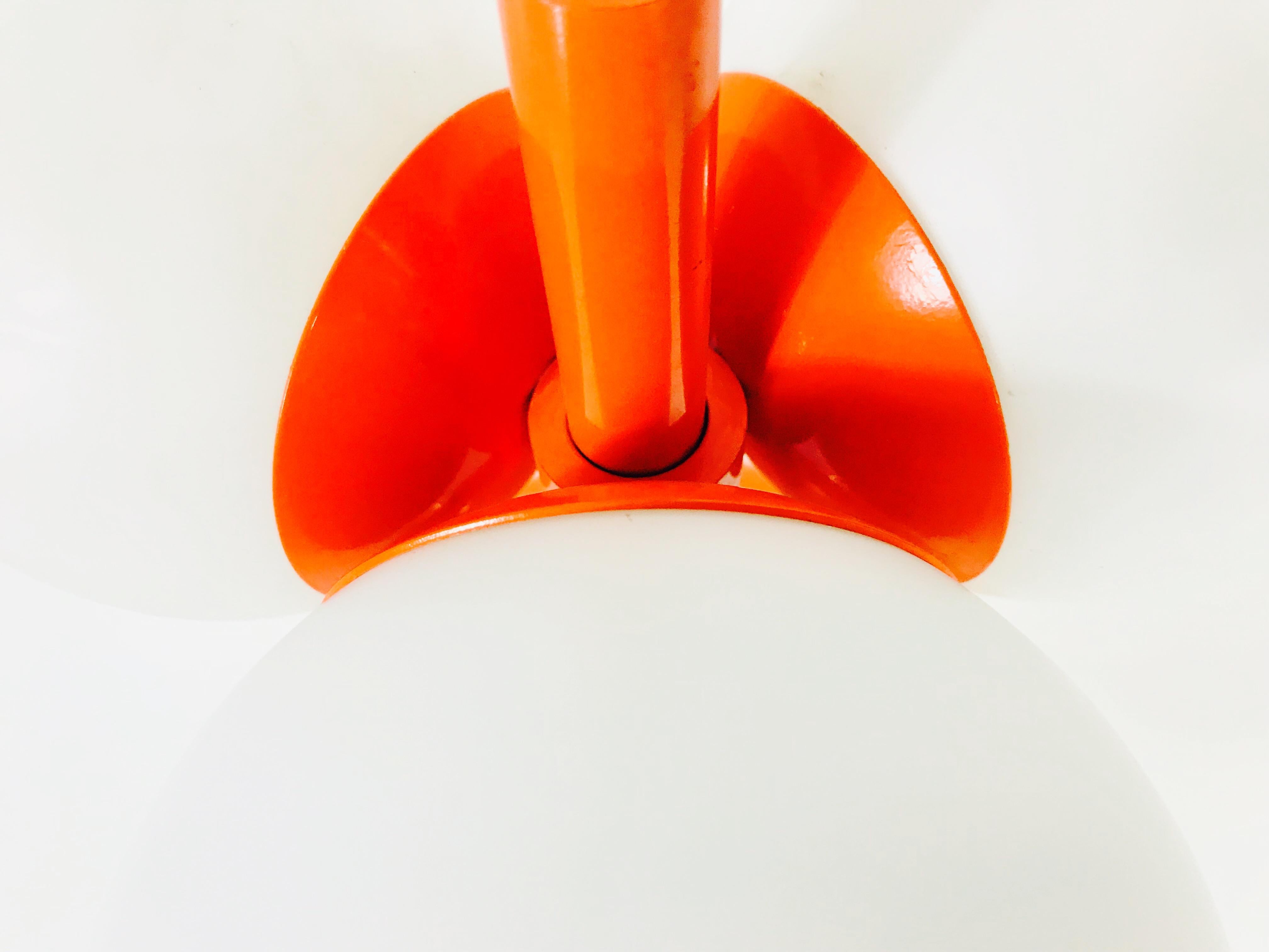 Kaiser Midcentury Red 3-Arm Space Age Flush Mount, 1960s, Germany 3