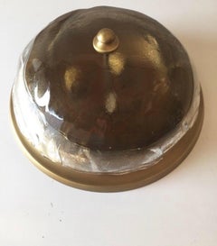 Kaiser Murano Ice Glass Flush Mount Ceiling Lamp, Brass Wall Lamp, 1960s Germany