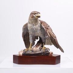 Kaiser Porcelain Goshawk Sculpture on Wood Base