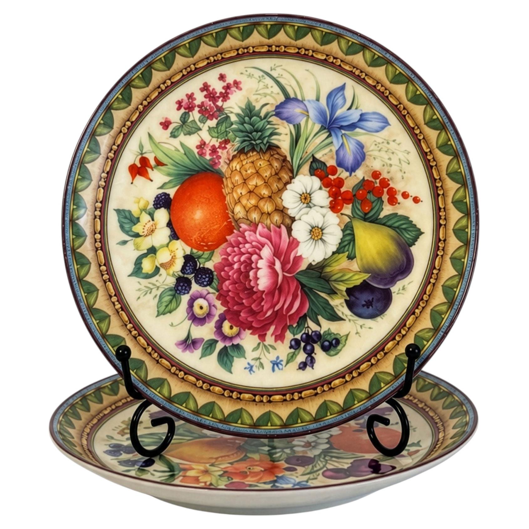Kaiser Porzellan Dessert Plates, Floral & Fruit Design, Germany, 1970s