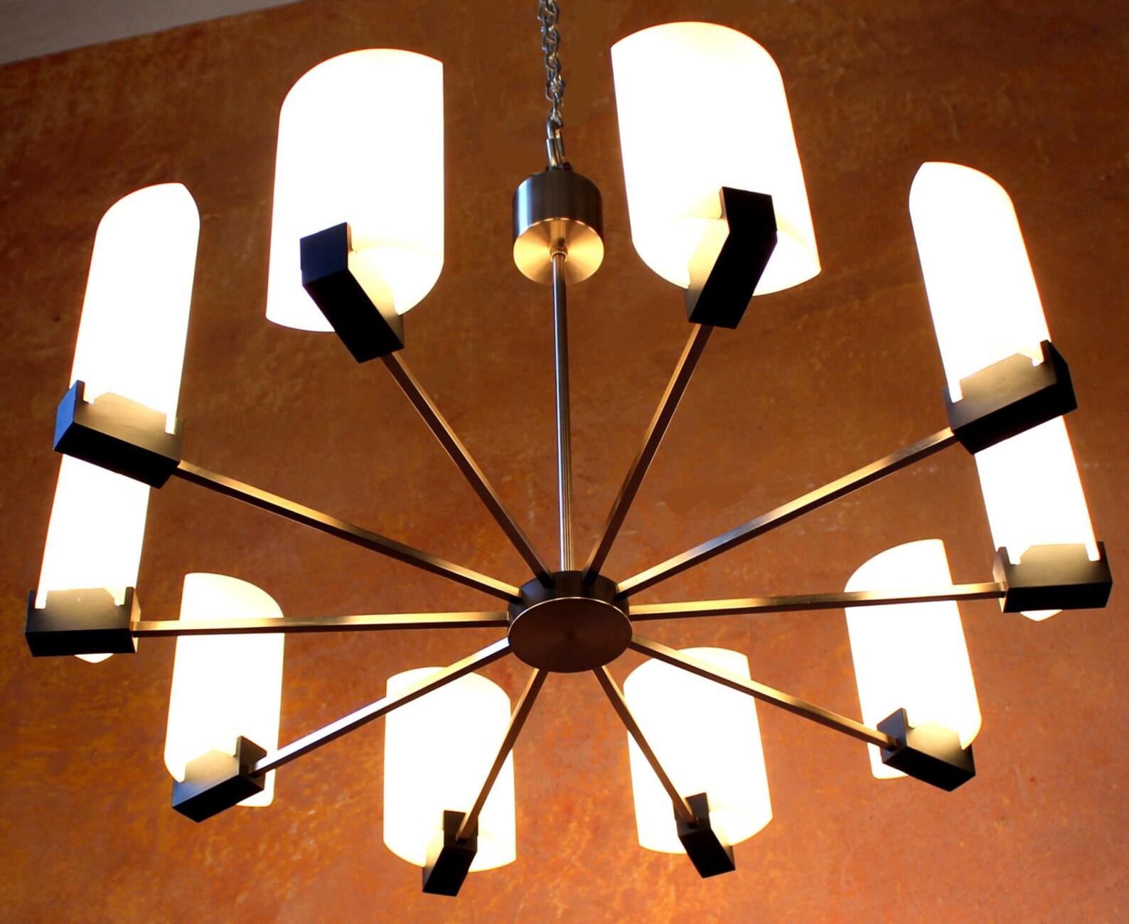 Kaiser Spider Chandelier in Opal Glass, Germany 1970s  In Good Condition For Sale In Berlin, BE