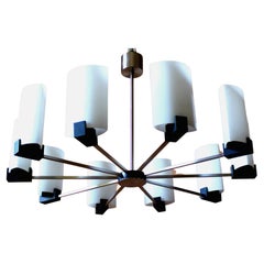 Kaiser Spider Chandelier in Opal Glass, Germany 1970s 